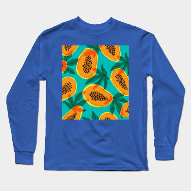 Teal Papayas Long Sleeve T-Shirt by Salty Siren Studios